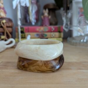 Cream and Brown Resin Bangle Bracelet - Home Accents